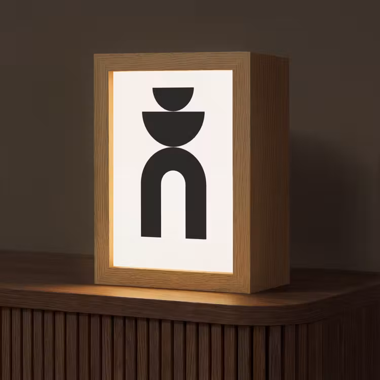 Table Lamp - Minimalist - Art - White - Minimalistisch - Kunst - Wit Light Box met kabel (Tafellamp) klein