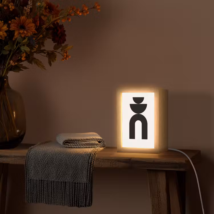 Table Lamp - Minimalist - Art - White - Minimalistisch - Kunst - Wit Light Box met kabel (Tafellamp) klein