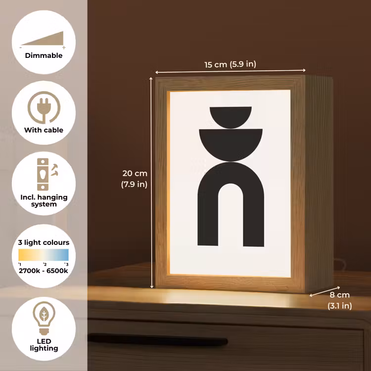 Table Lamp - Minimalist - Art - White - Minimalistisch - Kunst - Wit Light Box met kabel (Tafellamp) klein