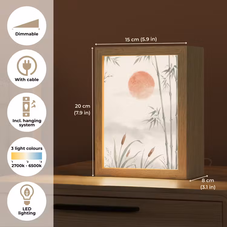 Minimalistisch - Bamboe - Groen Light Box met kabel (Tafellamp) klein -USP_EN