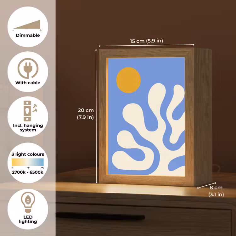 Minimalistisch - Organisch patroon - Blauw Light Box met kabel (Tafellamp) klein -USP_EN