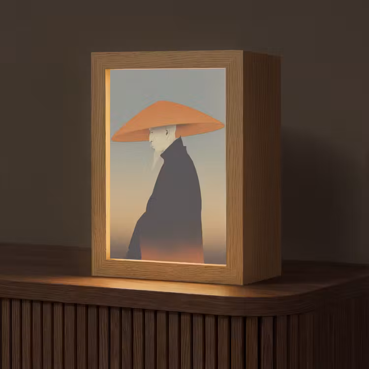 Minimalistisch - Silhouet - Oranje Light Box met kabel (Tafellamp) klein -z3d_website