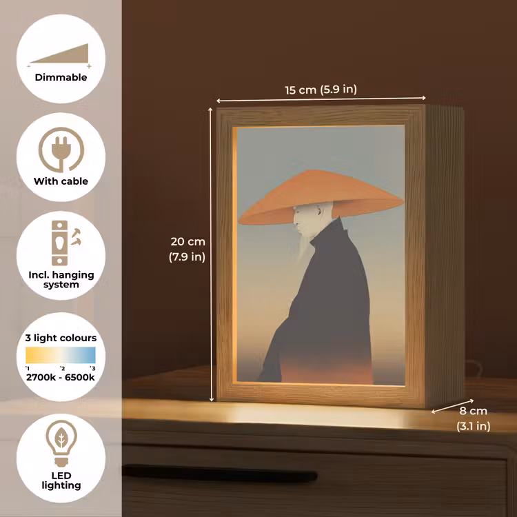 Minimalistisch - Silhouet - Oranje Light Box met kabel (Tafellamp) klein -USP_EN