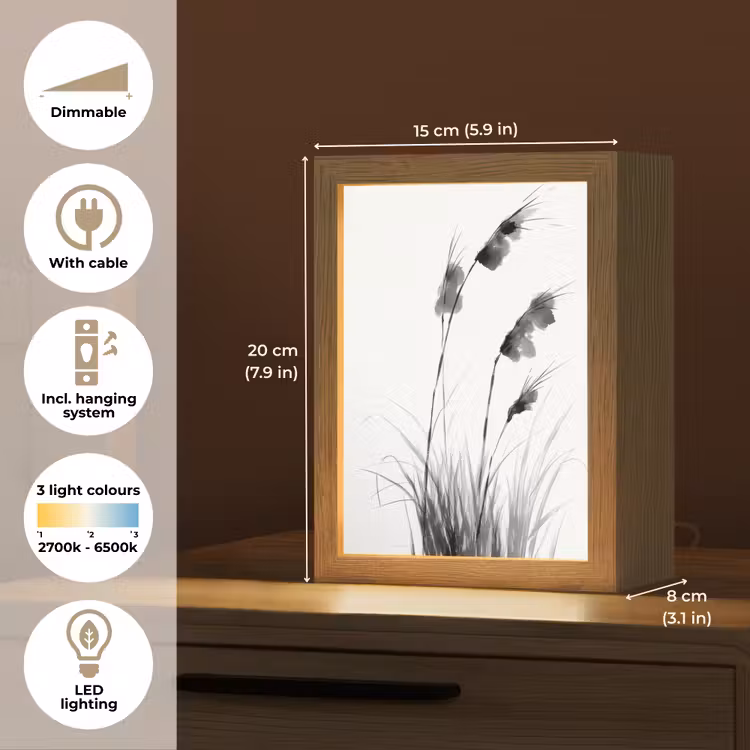 Minimalistisch - Stelen - Wit Light Box met kabel (Tafellamp) klein -USP_EN
