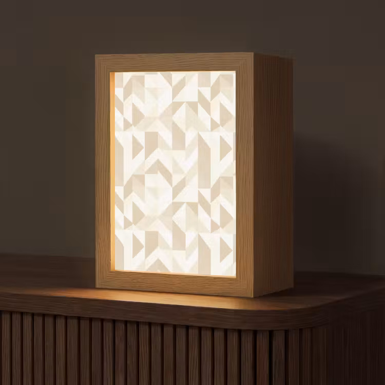 Modern - Abstract - Beige Light Box met kabel (Tafellamp) klein 925 -z3d_website