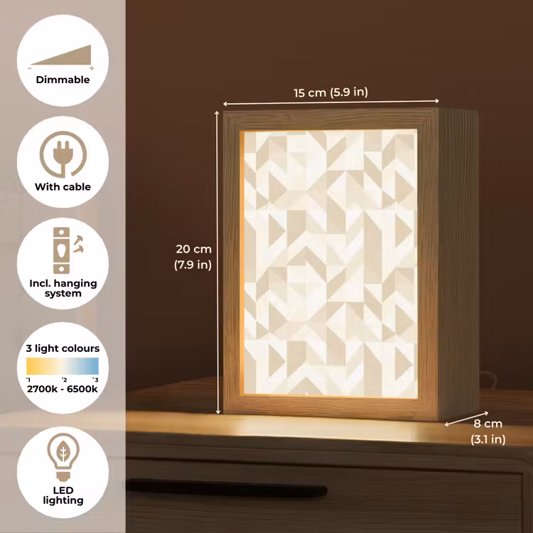 Modern - Abstract - Beige Light Box met kabel (Tafellamp) klein 925 -USP_EN
