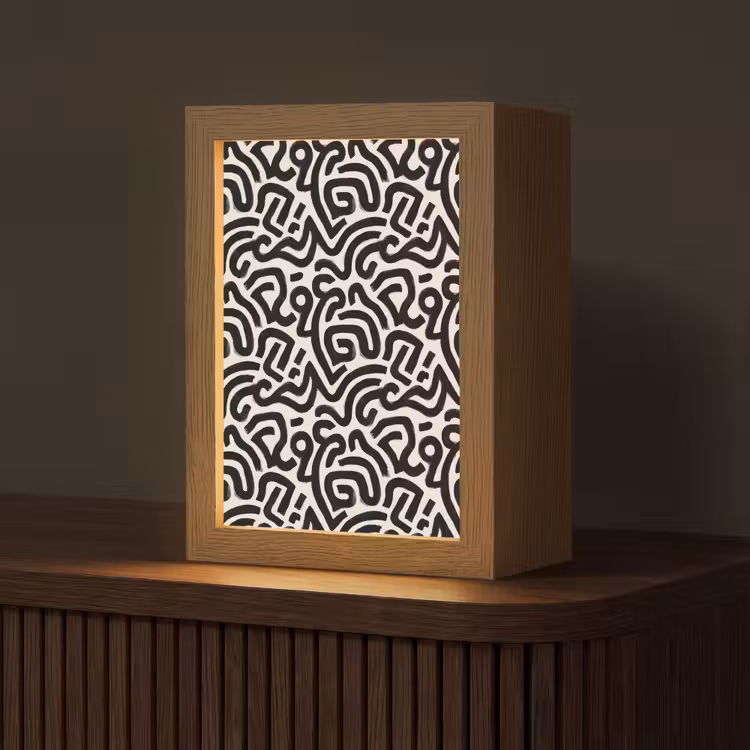Modern - Abstract - Zwart Light Box met kabel (Tafellamp) klein 925 -z3d_website