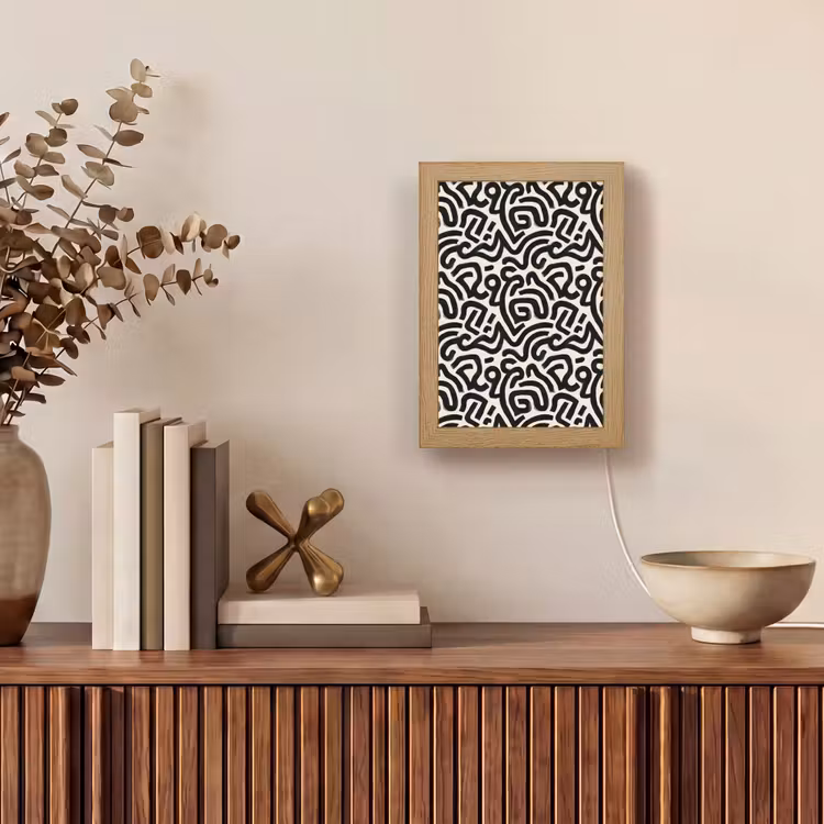 Modern - Abstract - Zwart Light Box met kabel (Tafellamp) klein 925 -sfeer2