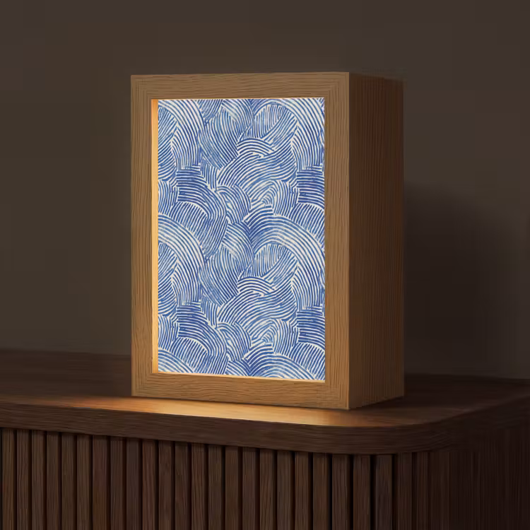 Modern - Abstract - Blauw Light Box met kabel (Tafellamp) klein 925 -z3d_website