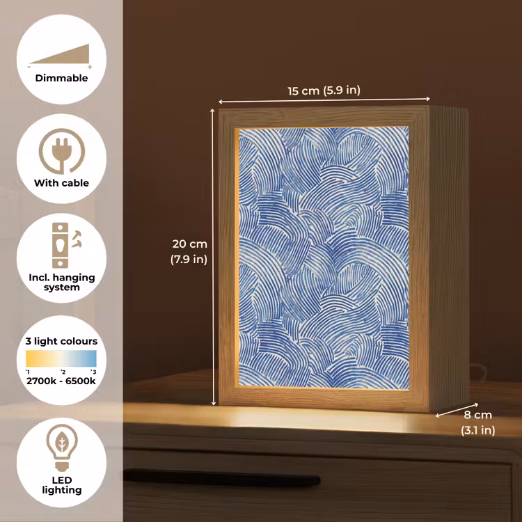 Modern - Abstract - Blauw Light Box met kabel (Tafellamp) klein 925 -USP_EN