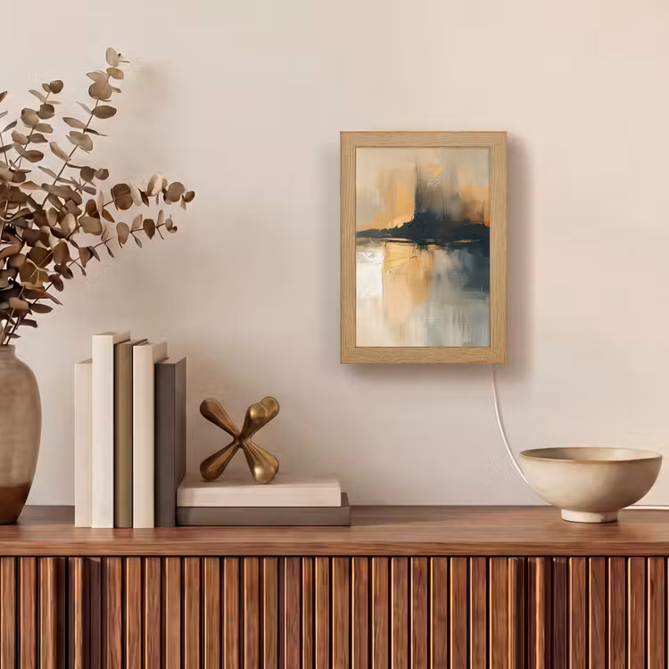Modern - Abstract - Goud - Zwart Light Box met kabel (Tafellamp) klein -sfeer2