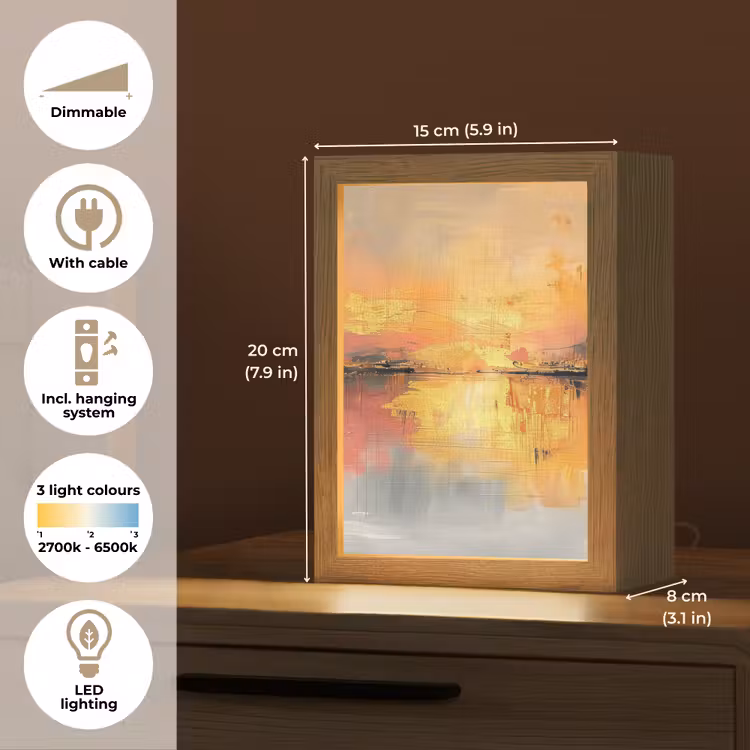 Modern - Abstract - Goud - Roze Light Box met kabel (Tafellamp) klein -USP_EN