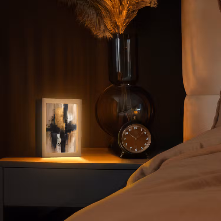 Modern - Zwart - Goud - Verf Light Box met kabel (Tafellamp) klein -sfeer1
