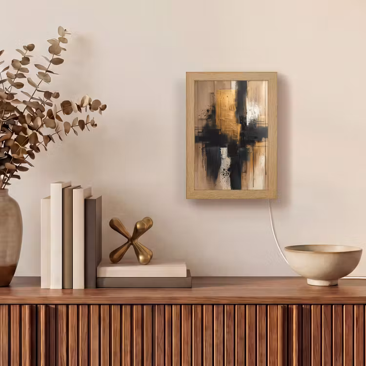 Modern - Zwart - Goud - Verf Light Box met kabel (Tafellamp) klein -sfeer2