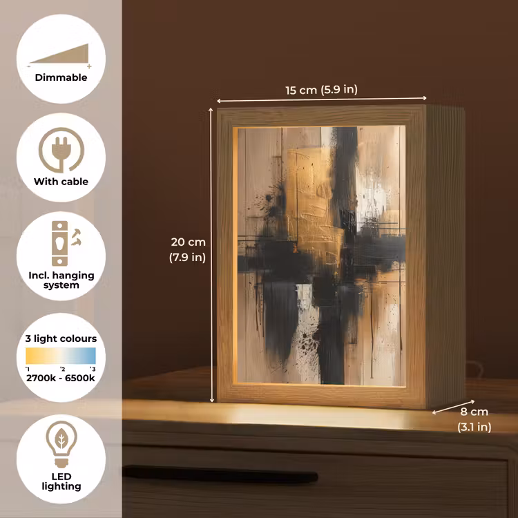 Modern - Zwart - Goud - Verf Light Box met kabel (Tafellamp) klein -USP_EN