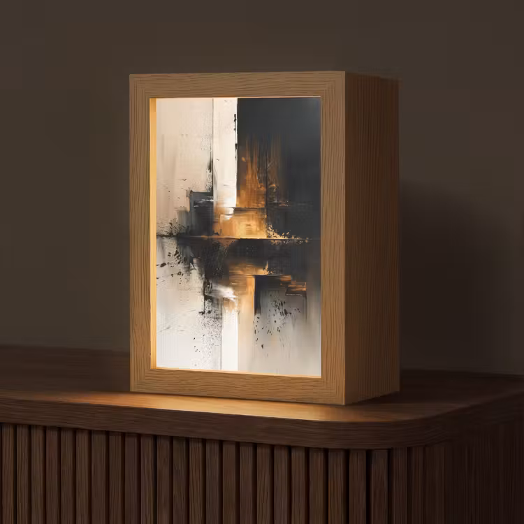 Modern - Zwart - Verf - Goud Light Box met kabel (Tafellamp) klein -z3d_website