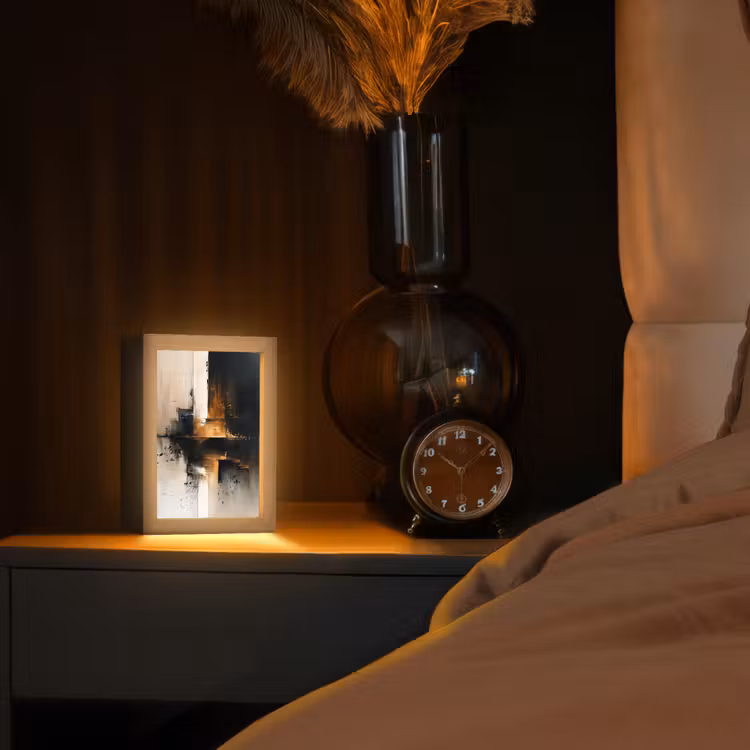 Modern - Zwart - Verf - Goud Light Box met kabel (Tafellamp) klein -sfeer1