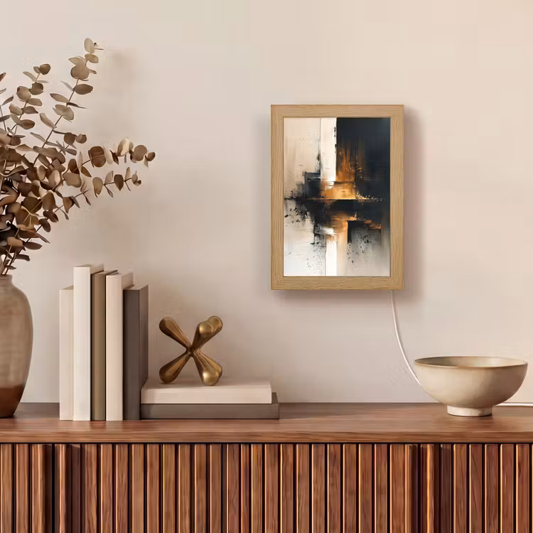 Modern - Zwart - Verf - Goud Light Box met kabel (Tafellamp) klein -sfeer2