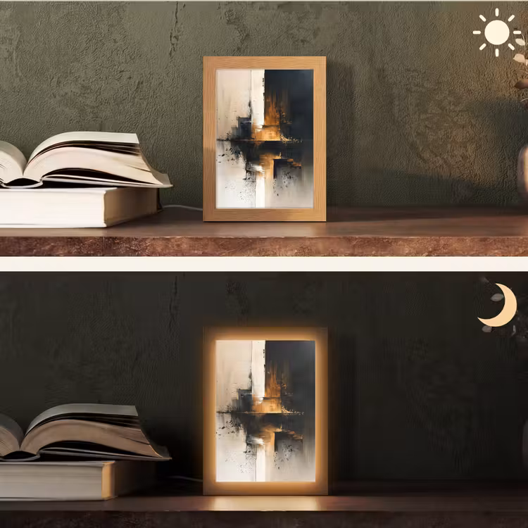 Modern - Zwart - Verf - Goud Light Box met kabel (Tafellamp) klein -sfeer3