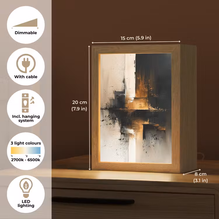 Modern - Zwart - Verf - Goud Light Box met kabel (Tafellamp) klein -USP_EN