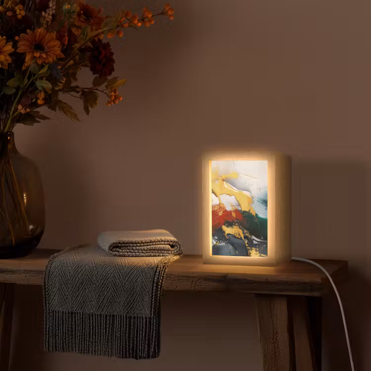 Modern - Kerst - Abstract - Goud Light Box met kabel (Tafellamp) klein -sfeer4