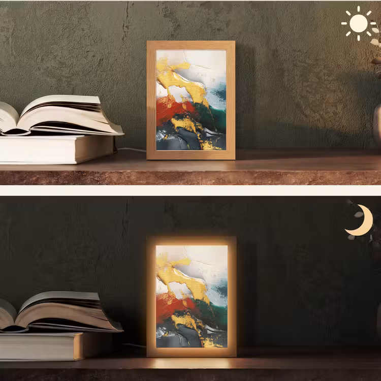 Modern - Kerst - Abstract - Goud Light Box met kabel (Tafellamp) klein -sfeer3