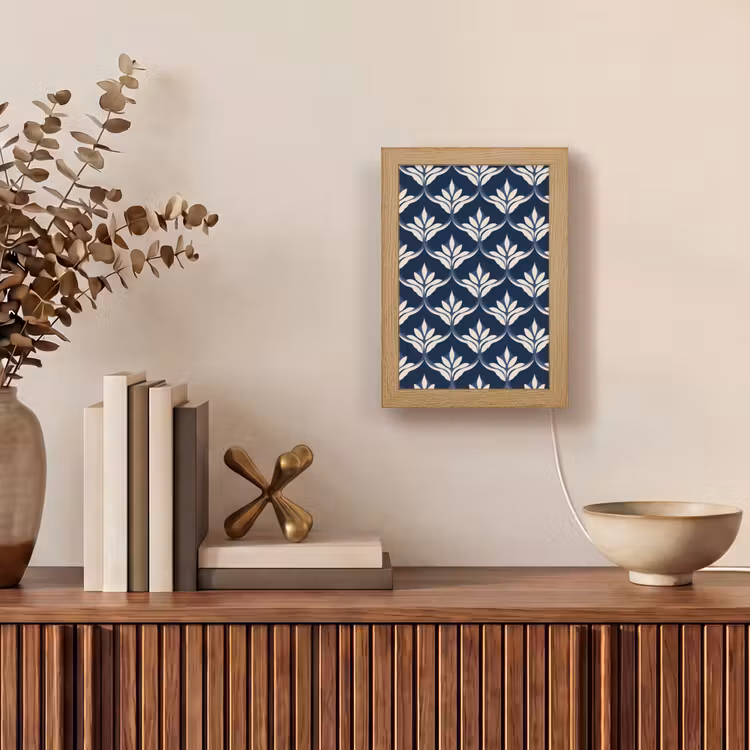 Modern - Ontwerp - Blauw Light Box met kabel (Tafellamp) klein 925 -sfeer2