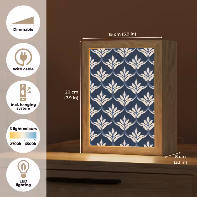 Modern - Ontwerp - Blauw Light Box met kabel (Tafellamp) klein 925 -USP_EN