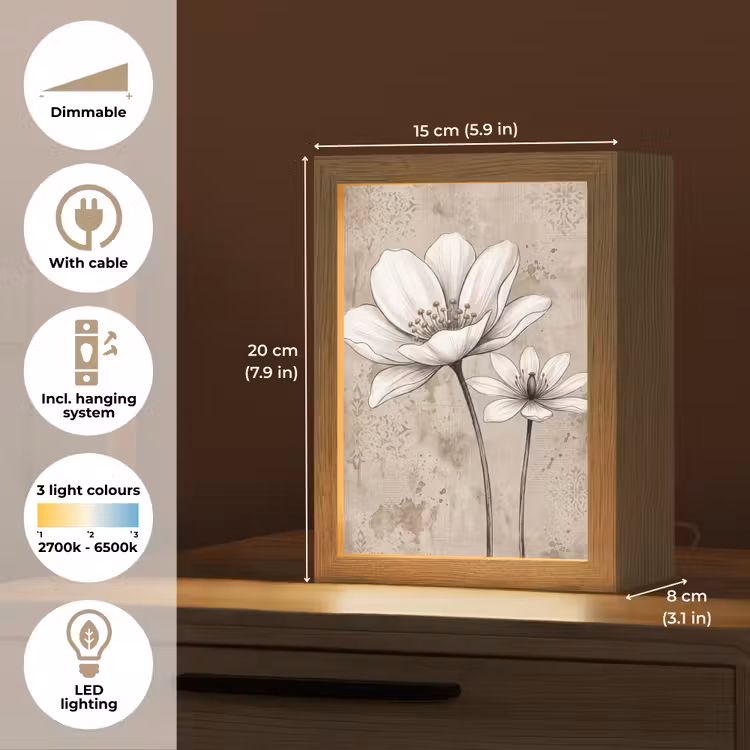 Modern - Design - Wit Light Box met kabel (Tafellamp) klein -USP_EN