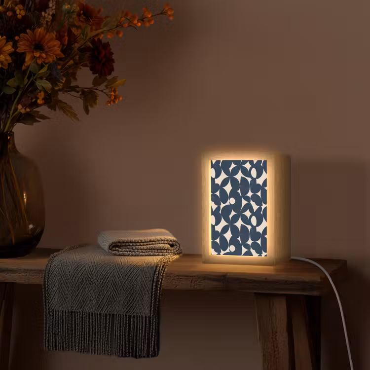 Modern - Geometrisch - Blauw Light Box met kabel (Tafellamp) klein 925 -sfeer4