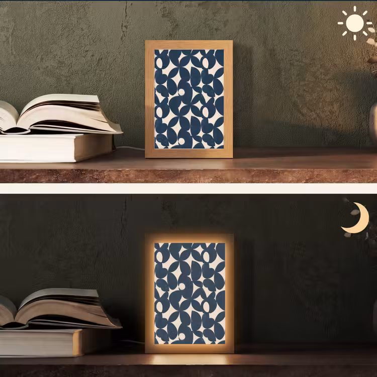 Modern - Geometrisch - Blauw Light Box met kabel (Tafellamp) klein 925 -sfeer3