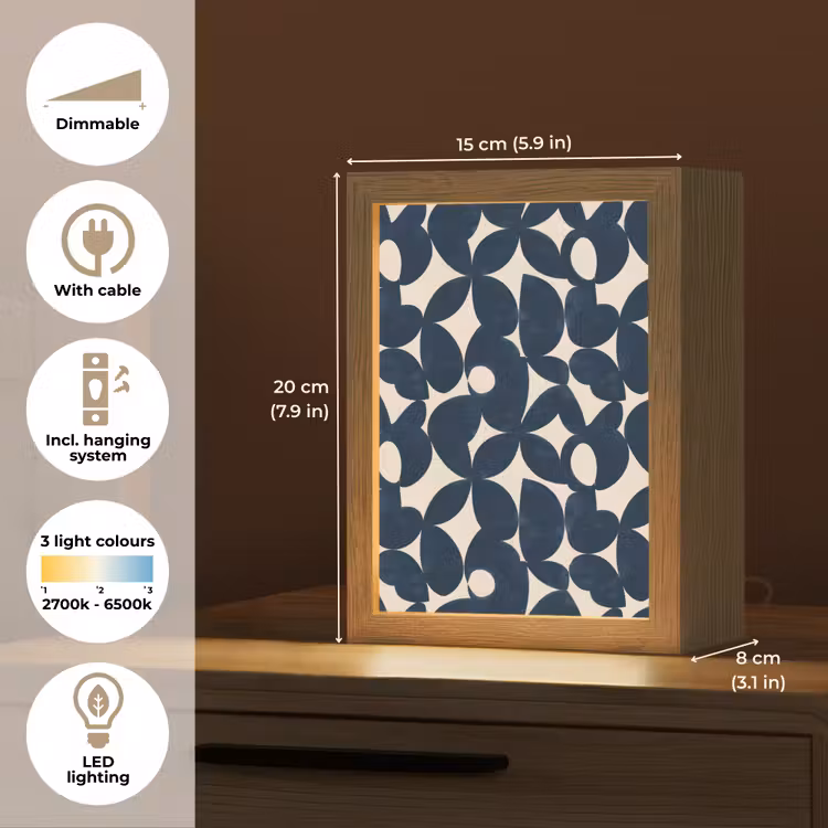Modern - Geometrisch - Blauw Light Box met kabel (Tafellamp) klein 925 -USP_EN