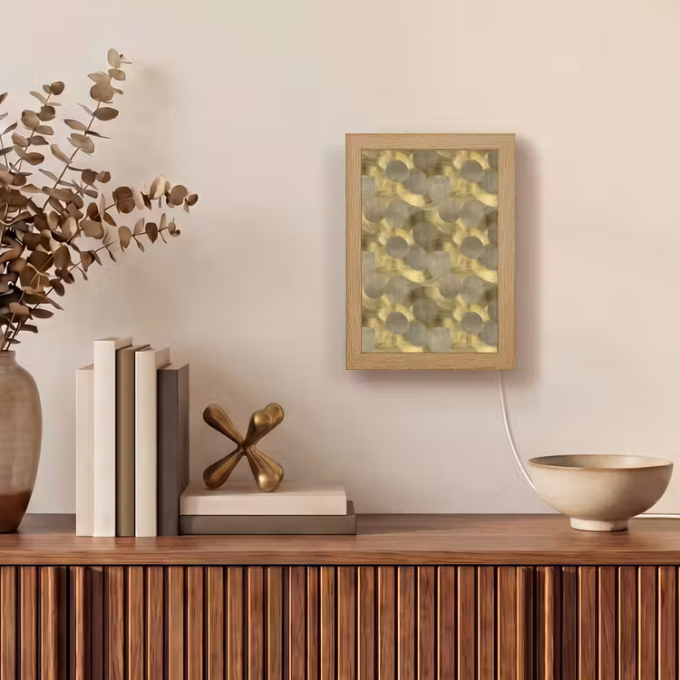 Modern - Geometrisch - Goud Light Box met kabel (Tafellamp) klein 925 -sfeer2