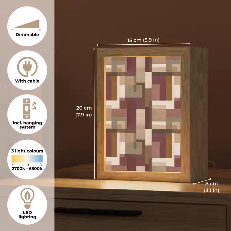Modern - Geometrie - Kleurrijk Light Box met kabel (Tafellamp) klein 925 -USP_EN