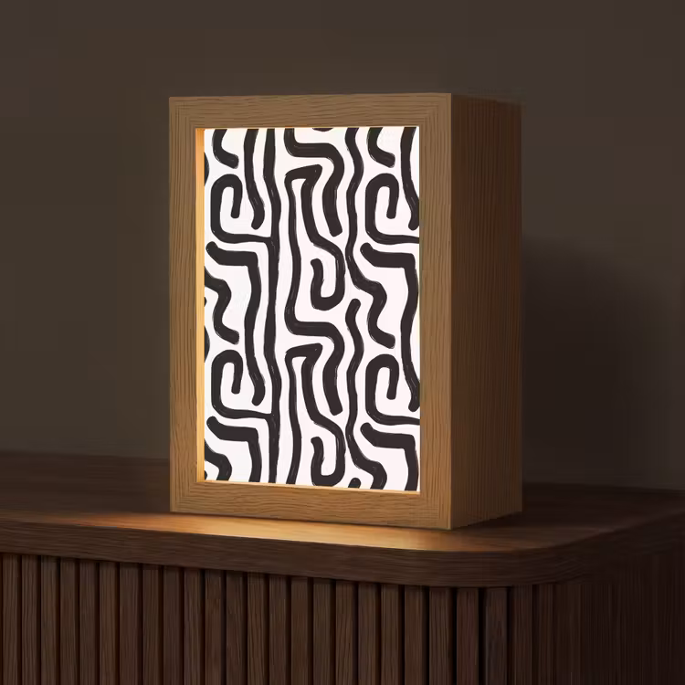 Modern - Lijnen - Zwart Light Box met kabel (Tafellamp) klein 925 -z3d_website