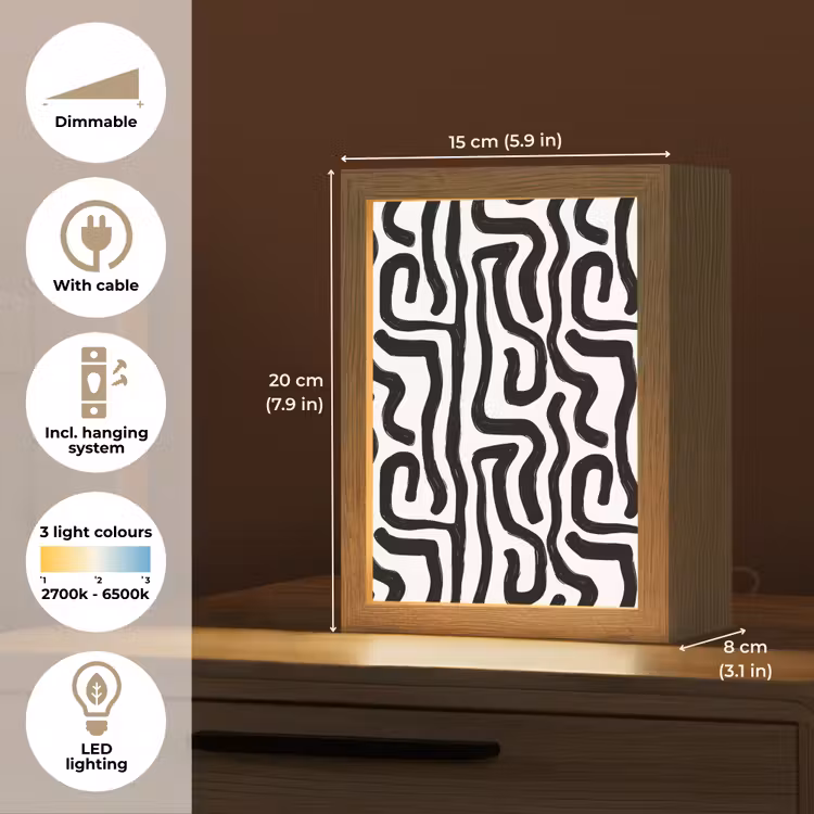 Modern - Lijnen - Zwart Light Box met kabel (Tafellamp) klein 925 -USP_EN