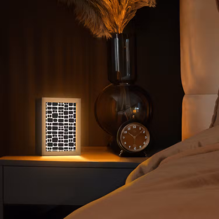Modern - Organisch - Zwart Light Box met kabel (Tafellamp) klein 925 -sfeer1