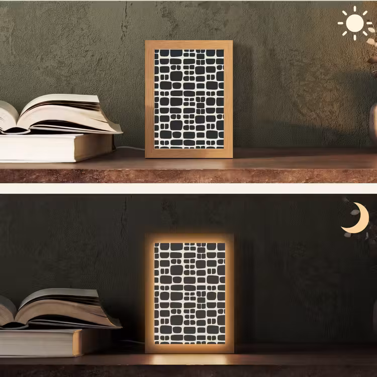 Modern - Organisch - Zwart Light Box met kabel (Tafellamp) klein 925 -sfeer3