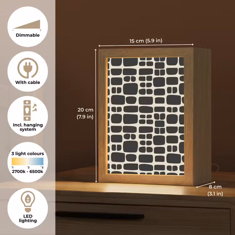 Modern - Organisch - Zwart Light Box met kabel (Tafellamp) klein 925 -USP_EN