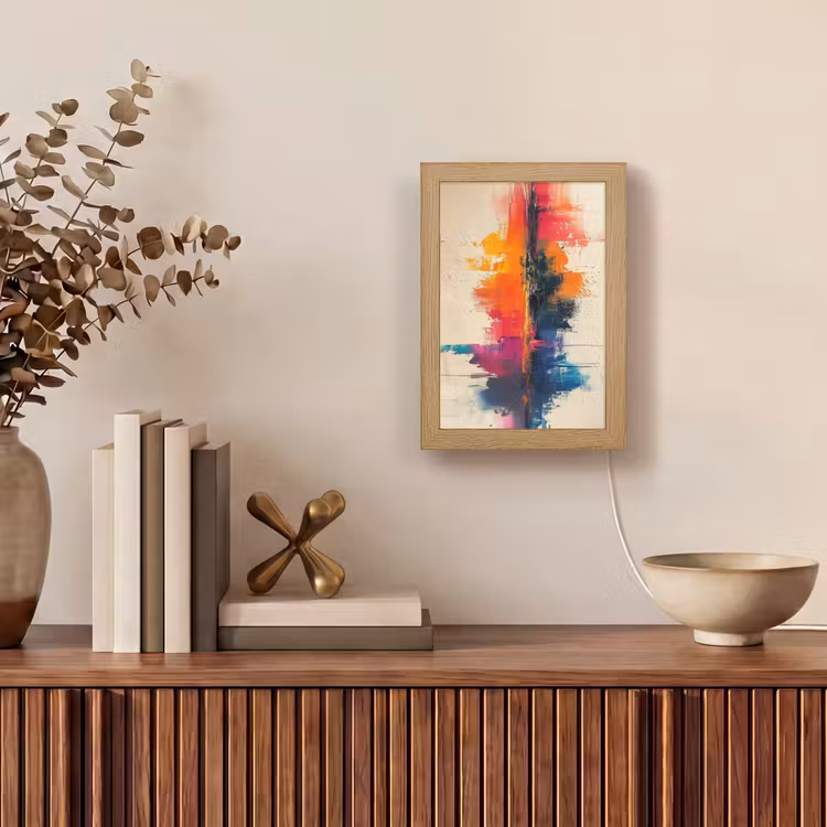 Modern - Verf - Kunst - Kleurrijk Light Box met kabel (Tafellamp) klein -sfeer2