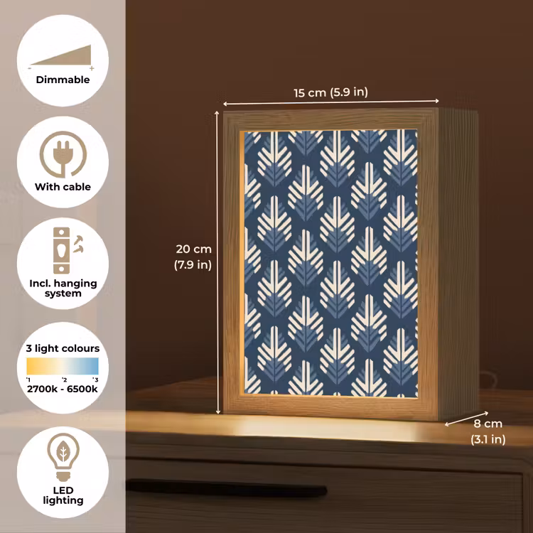 Modern - Patroon - Blauw Light Box met kabel (Tafellamp) klein 925 -USP_EN