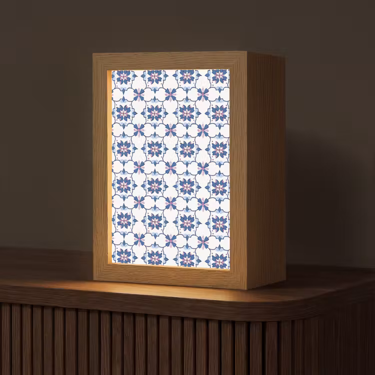 Modern - Patroon - Blauw - Roze Light Box met kabel (Tafellamp) klein 925 -z3d_website