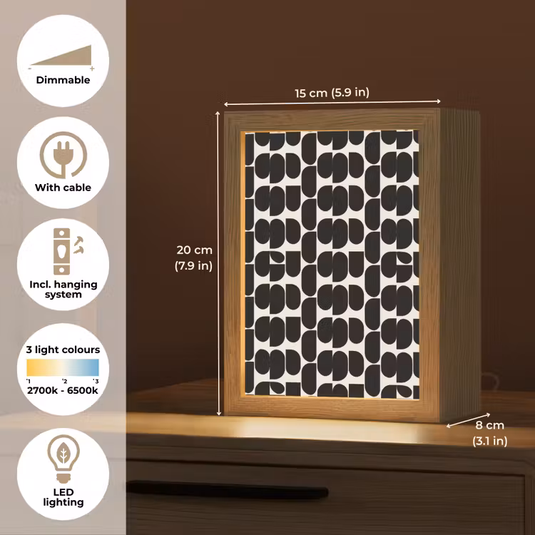 Modern - Patroon - Zwart Light Box met kabel (Tafellamp) klein 925 -USP_EN