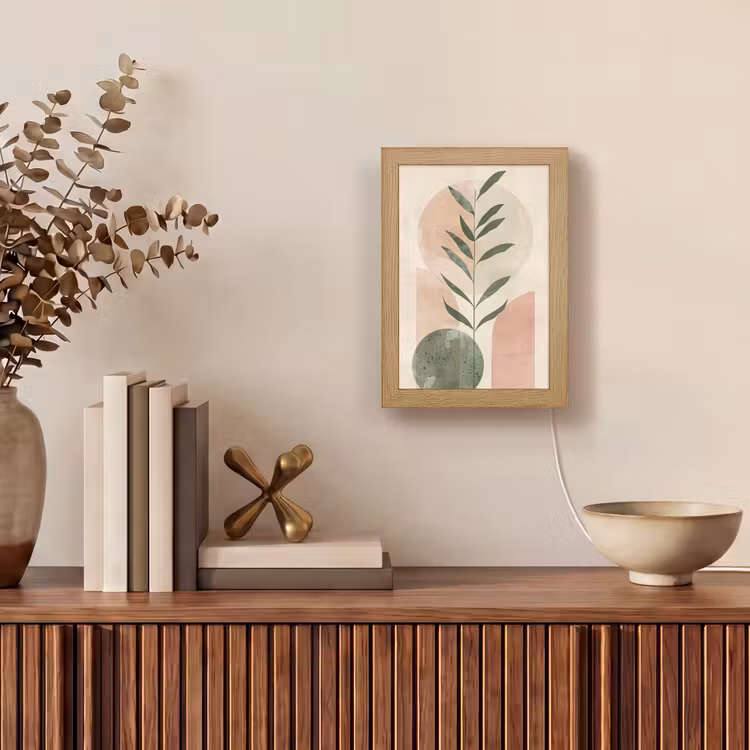 Modern - Roze - Groen - Natuur - Aesthetic Light Box met kabel (Tafellamp) klein -sfeer2