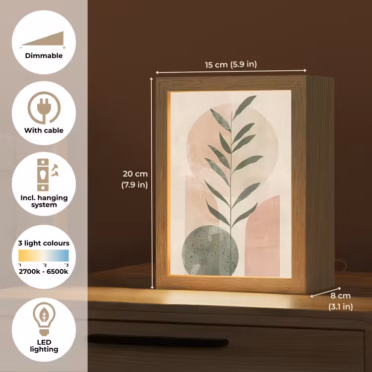Modern - Roze - Groen - Natuur - Aesthetic Light Box met kabel (Tafellamp) klein -USP_EN
