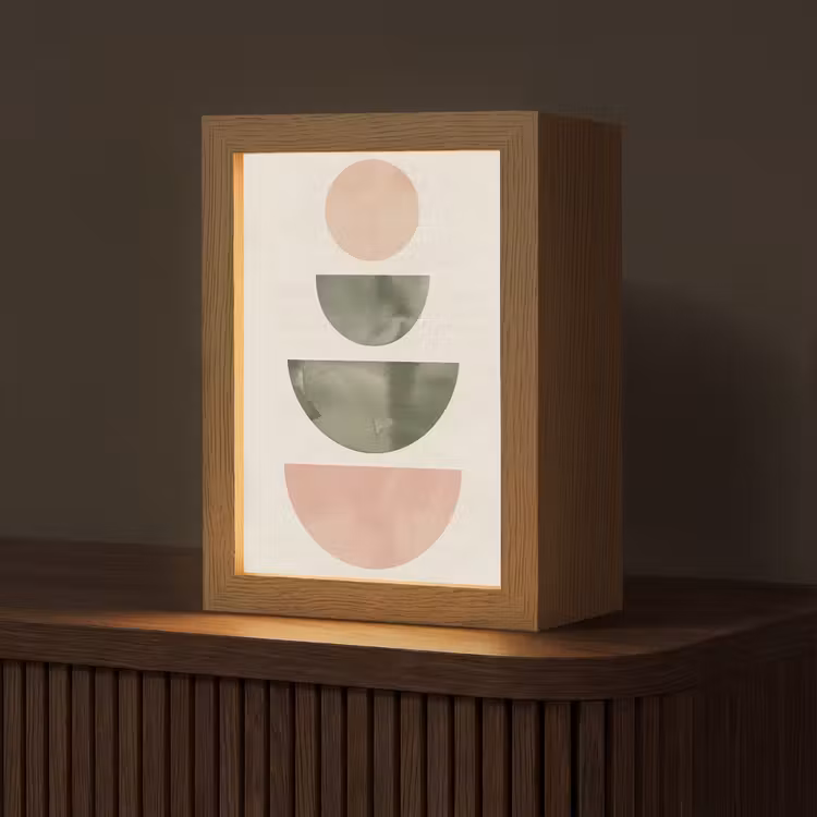 Modern - Roze - Groen - Natuur - Geometrisch - Vormen Light Box met kabel (Tafellamp) klein -z3d_website