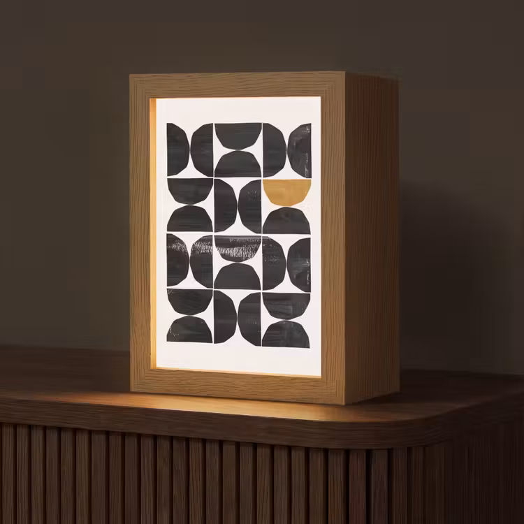 Modern - Halve cirkel - Goud - Zwart Light Box met kabel (Tafellamp) klein -z3d_website