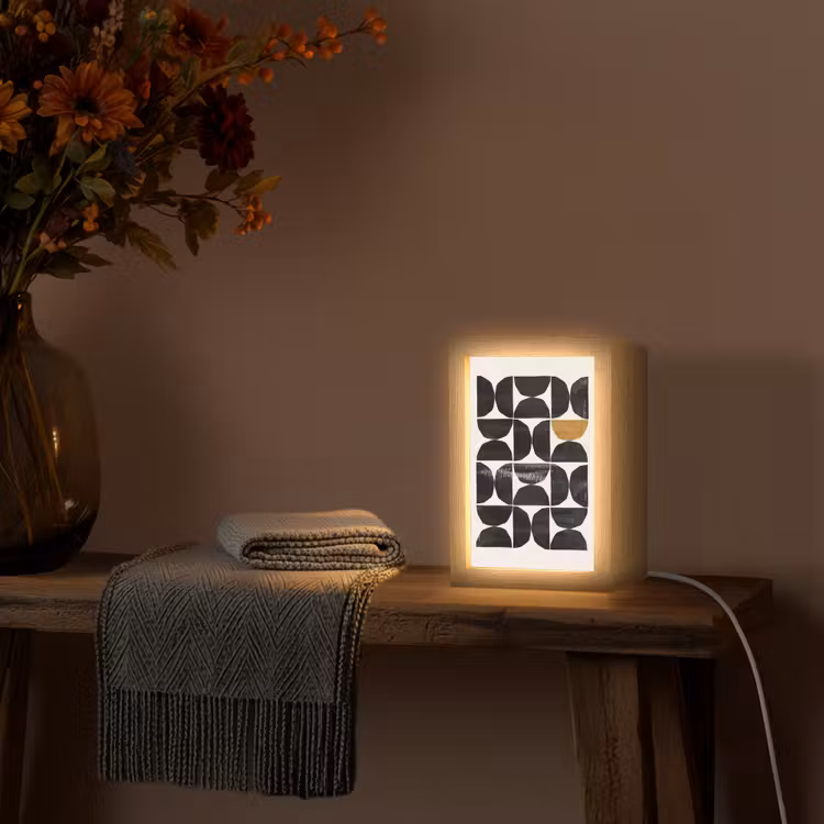 Modern - Halve cirkel - Goud - Zwart Light Box met kabel (Tafellamp) klein -sfeer4