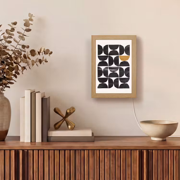 Modern - Halve cirkel - Goud - Zwart Light Box met kabel (Tafellamp) klein -sfeer2