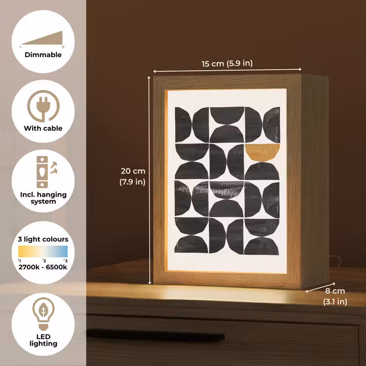 Modern - Halve cirkel - Goud - Zwart Light Box met kabel (Tafellamp) klein -USP_EN